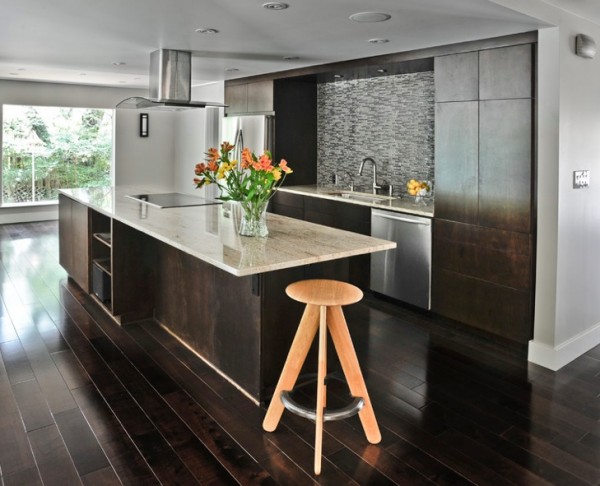 Dark Wood Floors Modern Kitchen E1347800505282 