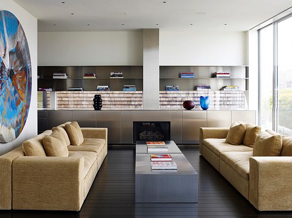 exposed concrete ceiling in living room