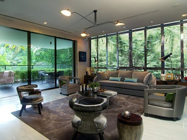 glass walls living room