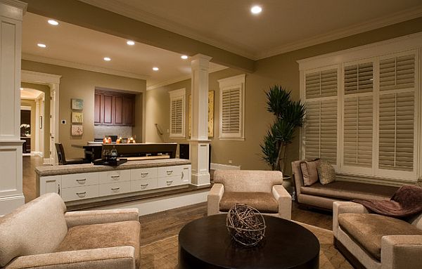 living room with interior shutters