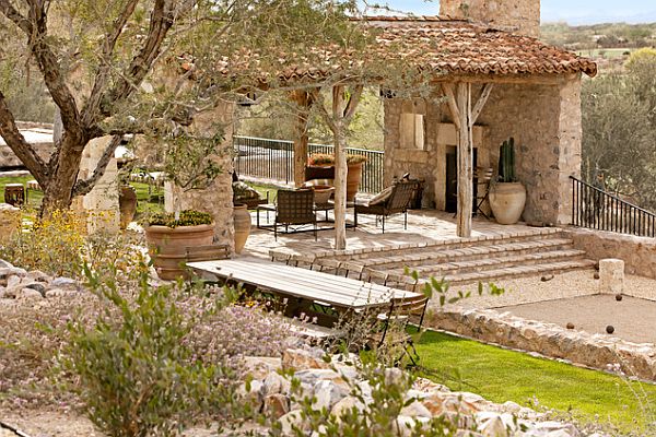 traditional outdoor barbeque area