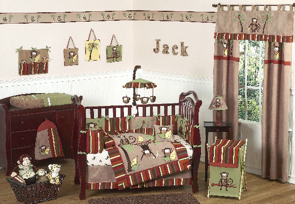 A crib full of monkeys to make your boys bedding endless fun