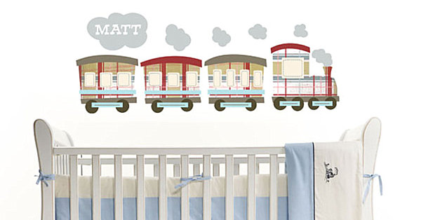 A fabric train wall decal