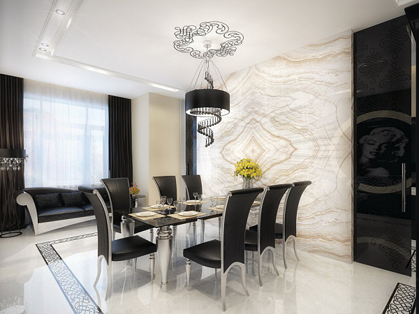 A glossy dining room