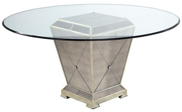 A mirrored dining table