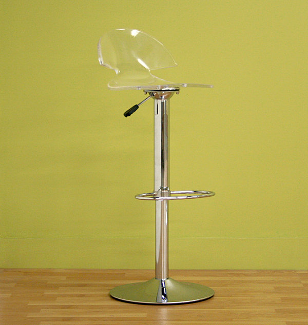 A modern acrylic and chrome stool