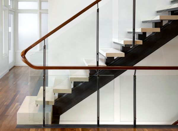 A modern wooden handrail