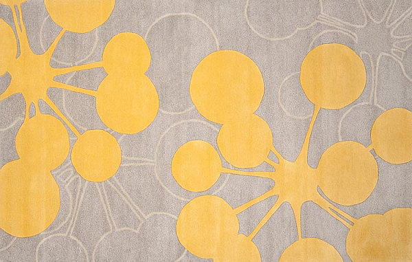 A modern yellow and gray rug