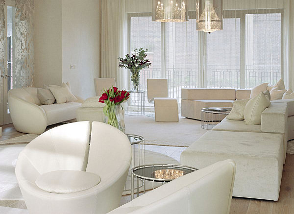 A monochromatic living room