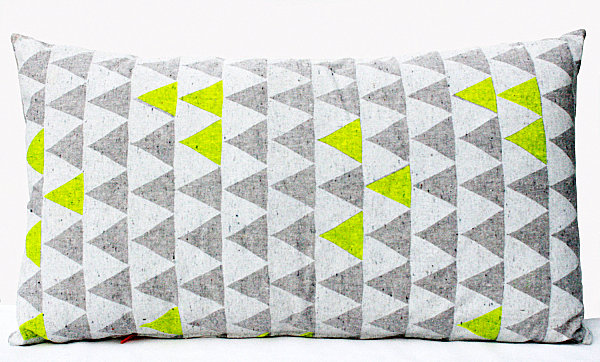 A neon triangle pillow