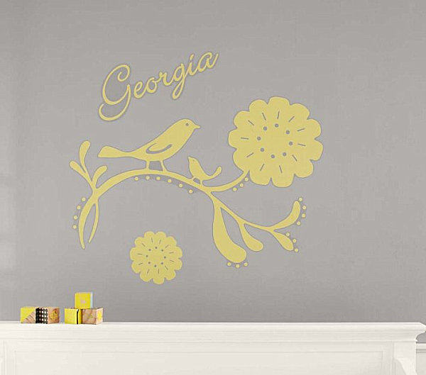 A personalized bird nursery wall decal