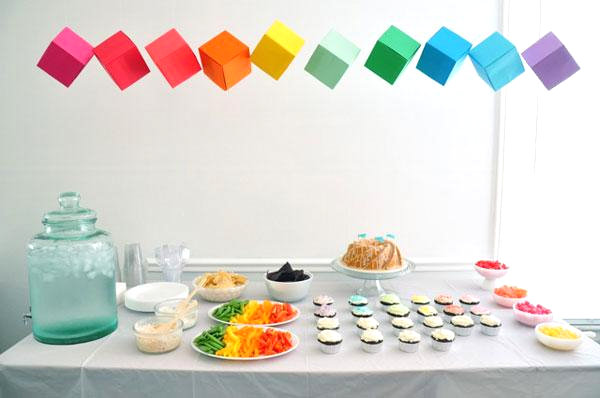 A rainbow of party table colors