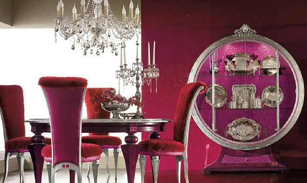 A ruby red dining room