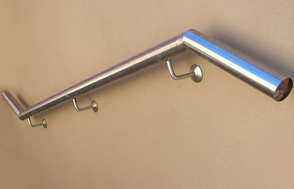 A stainless steel handrail