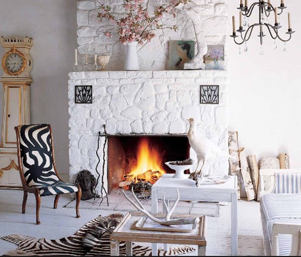 cobblestone fireplace