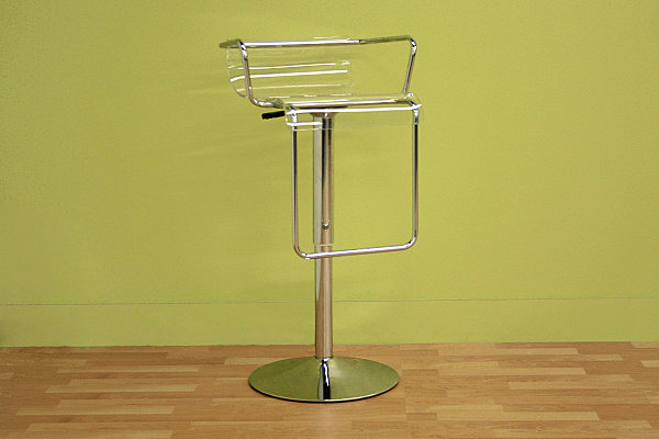 An acrylic and chrome bar stool