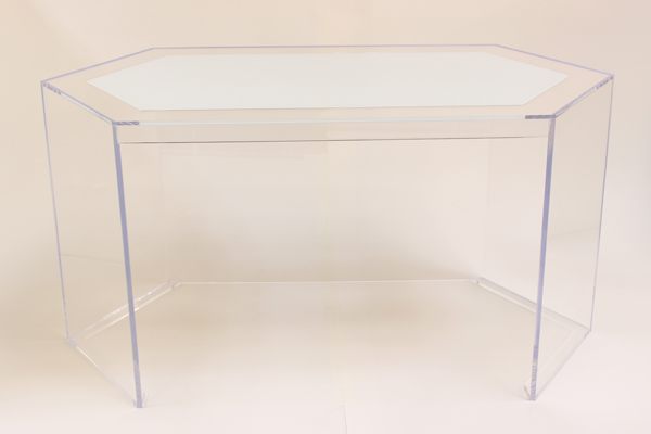 An acrylic geometric desk