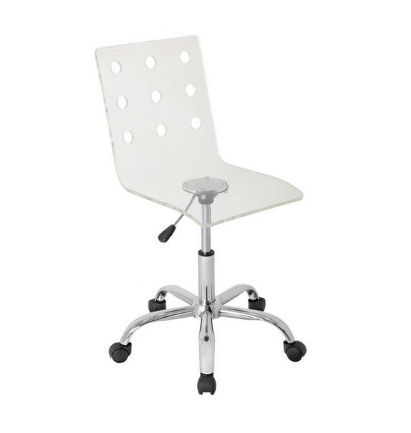 An acrylic swivel chair