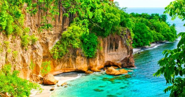 An aerial view of the secluded secret beach