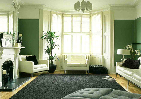 An elegant green living room
