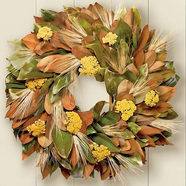 Beautiful Magnolia &amp; Wheat fall wreath