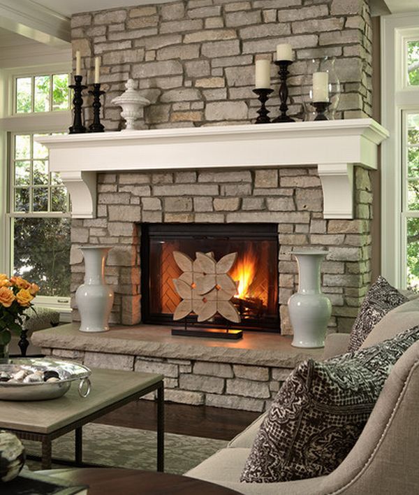 Simple Fireplace Designs Stone with Simple Decor