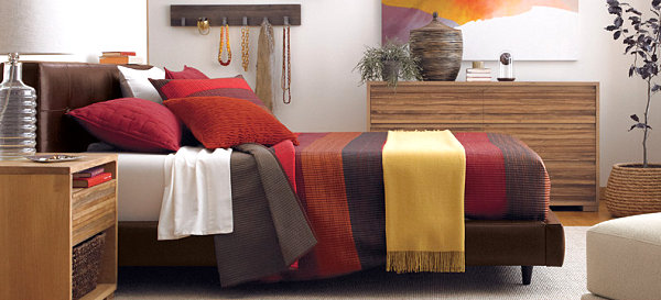 Modern bedding in earthy shades