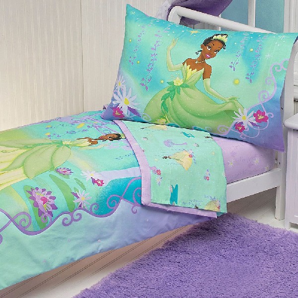 Blue and Green Princess and the frog bedding set fills your kids room with freshness