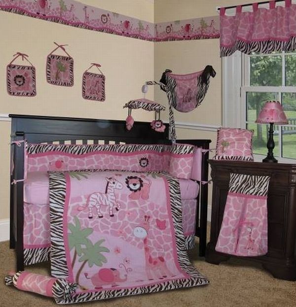 pink giraffe baby bedding