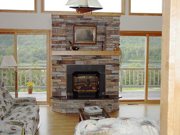 Charming fireplace with a natural backdrop