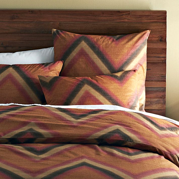 Chevron bedding in earth tones