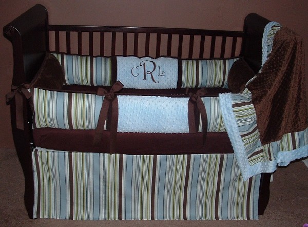 City Boy Stripes baby bedding in simple shades