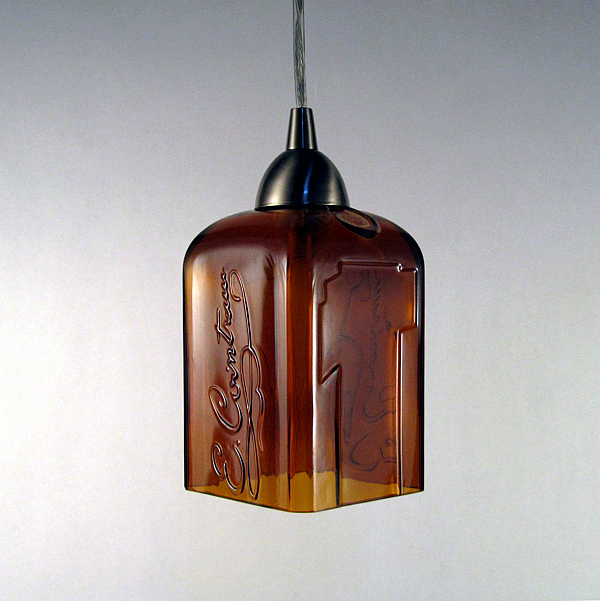 Cointreau liqueur bottle turned pendant light fixture