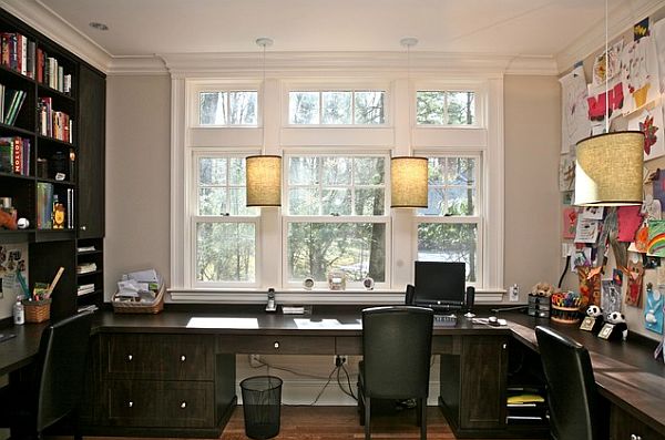 Custom built desks for a fancy home office