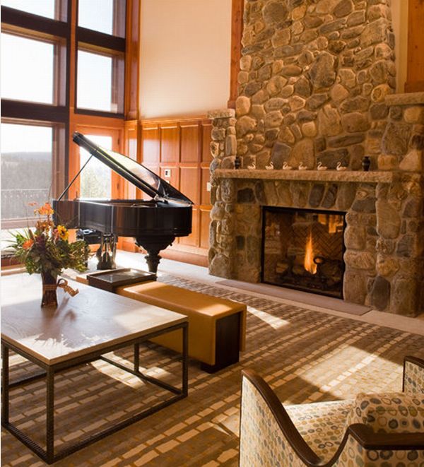 Exquisite stone fireplace brings timeless charm