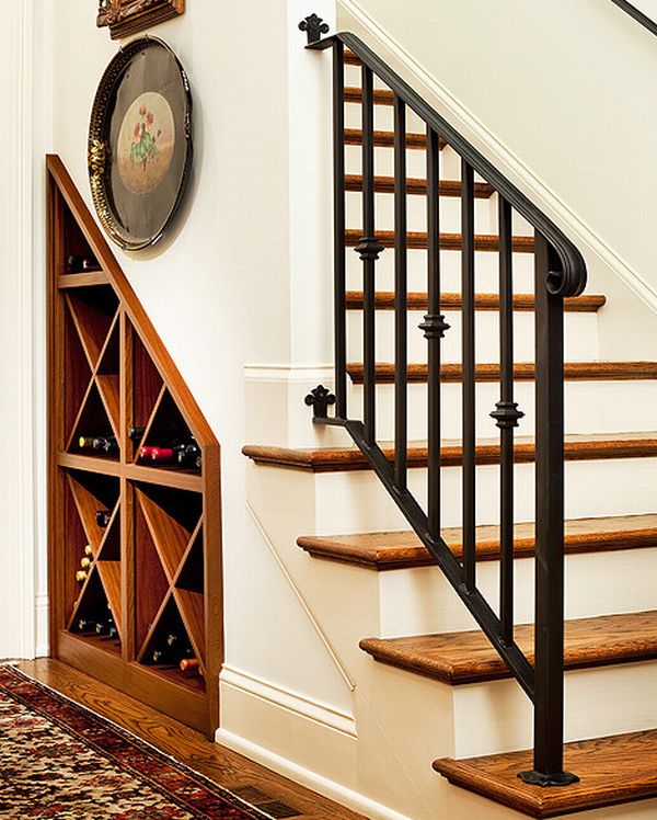 Exquisite wine storage unit under the stairs