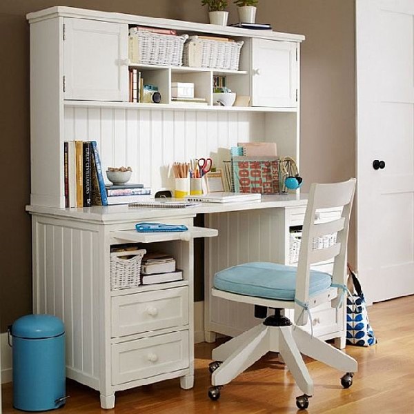 Fashionable white and blue teen work space