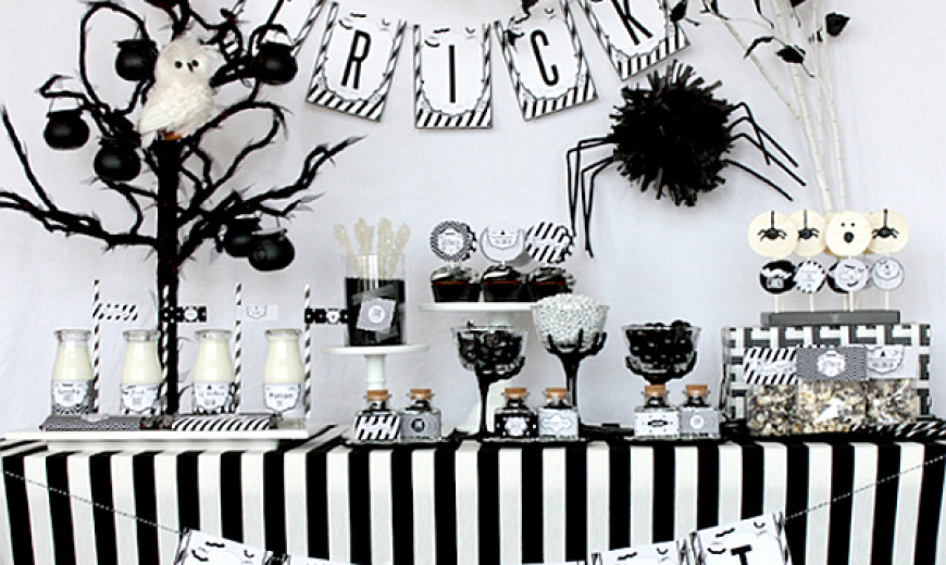 Chic Halloween Party Ideas in Contemporary Black and White