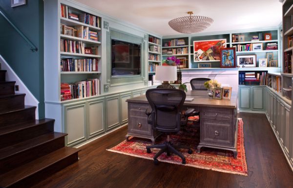 Home office library with a compact look