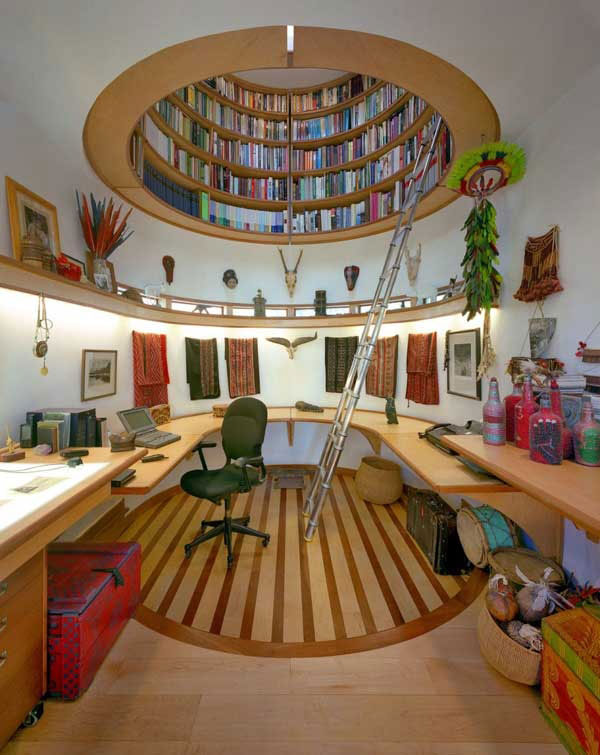 Jaw-dropping home library nestled in the attic space