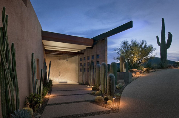 Modern Desert House - entrance pathway