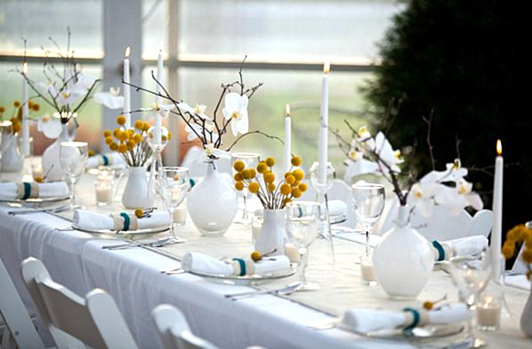 Modern vases on a party table