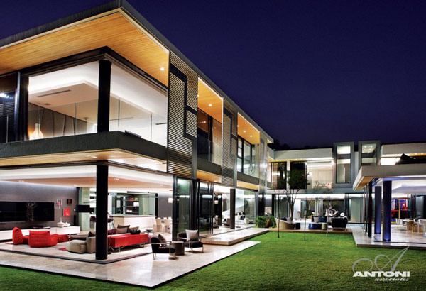 Opulent modern home in Houghton - night view