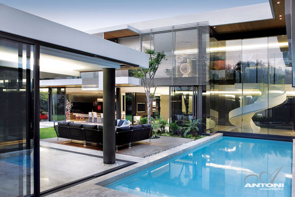 Opulent modern home in Houghton - outdoor patio by the pool