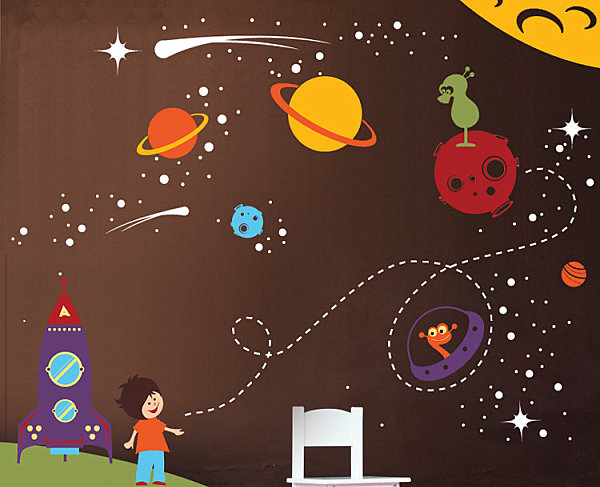 Outer space nursery wall decals
