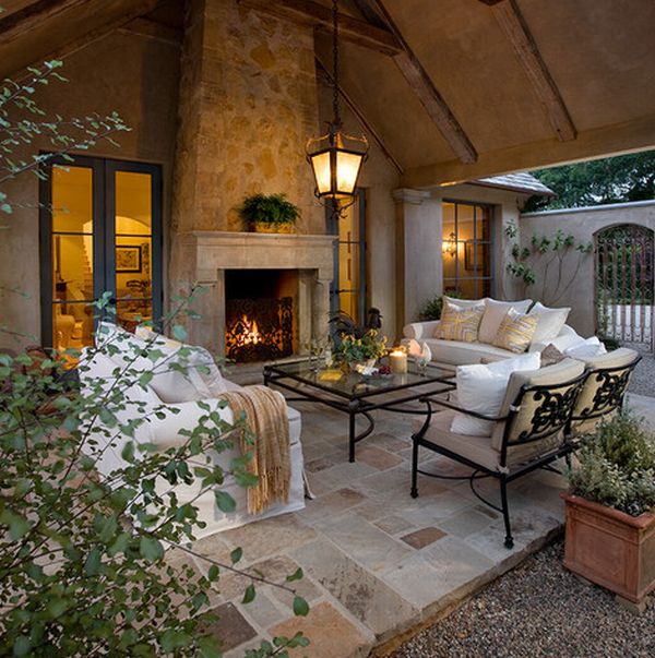 Perfect stone fireplace for the outdoor living room