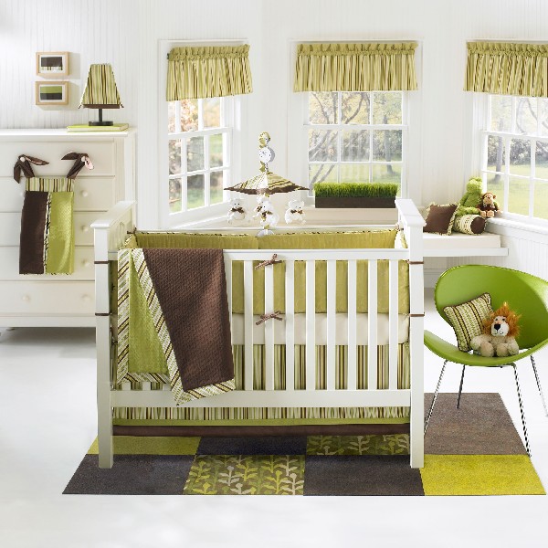 dark green crib bedding