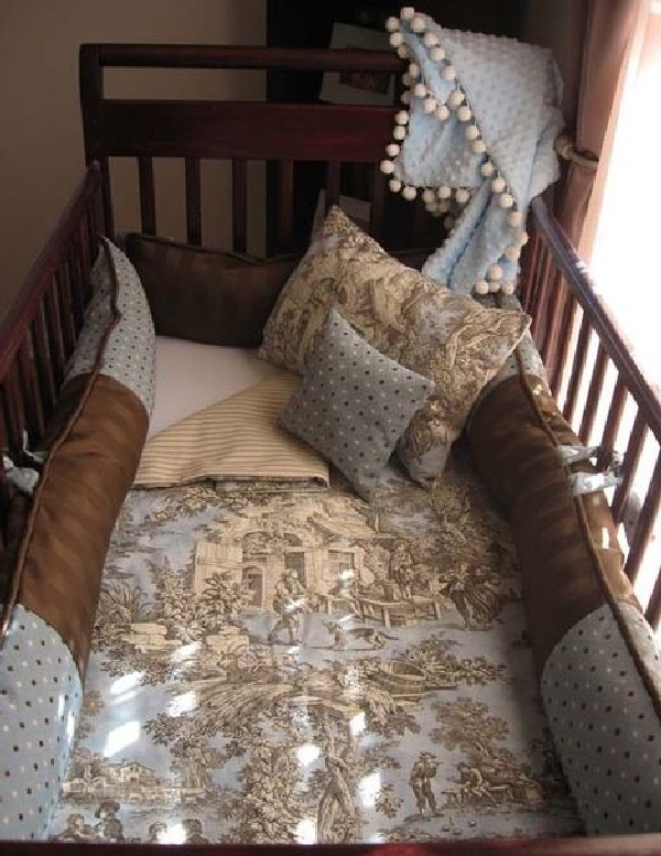 Simple baby boy bedding in brown