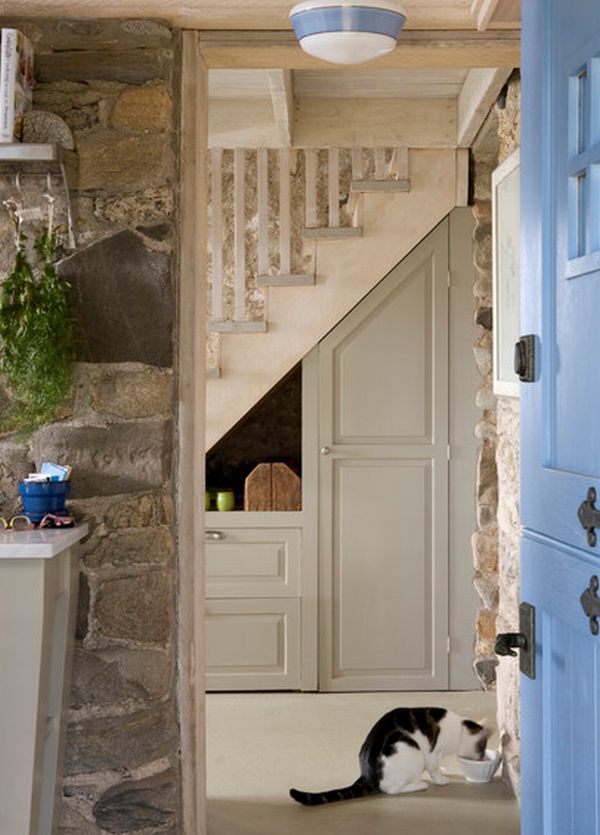 Simple storage space surrounded by stone walls