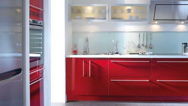 Sleek modern kitchen in red from Conforama 2012 Kitchen Collection